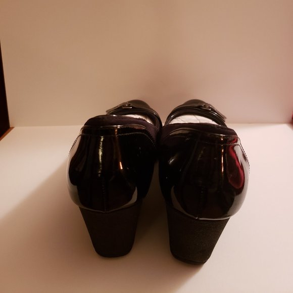Anne Klein Sport Wedges Black Patent & Fabric Dress Shoes Size 10M - Picture 7 of 9